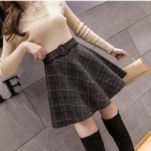 Pleated Korean Plaid A Line Skirt / Dark Academia Clothing for Women